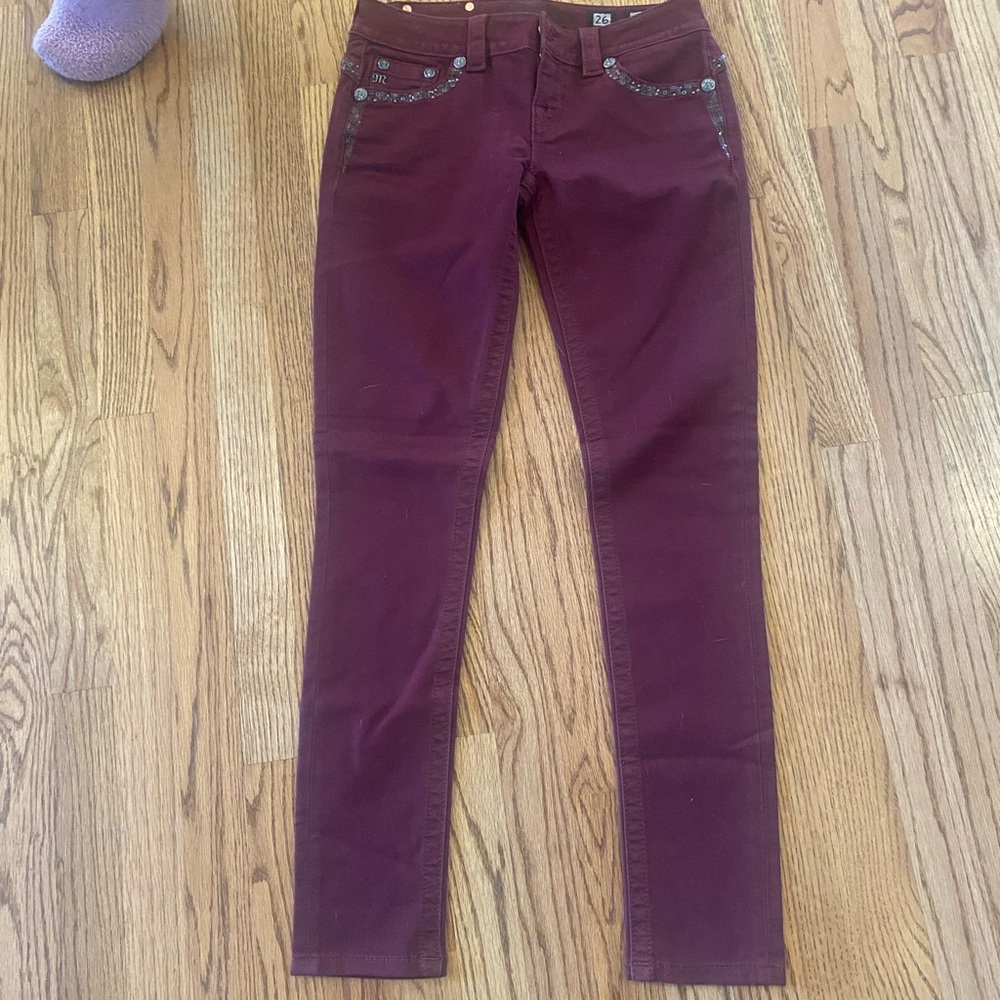 Maroon Miss Me skinny jeans
